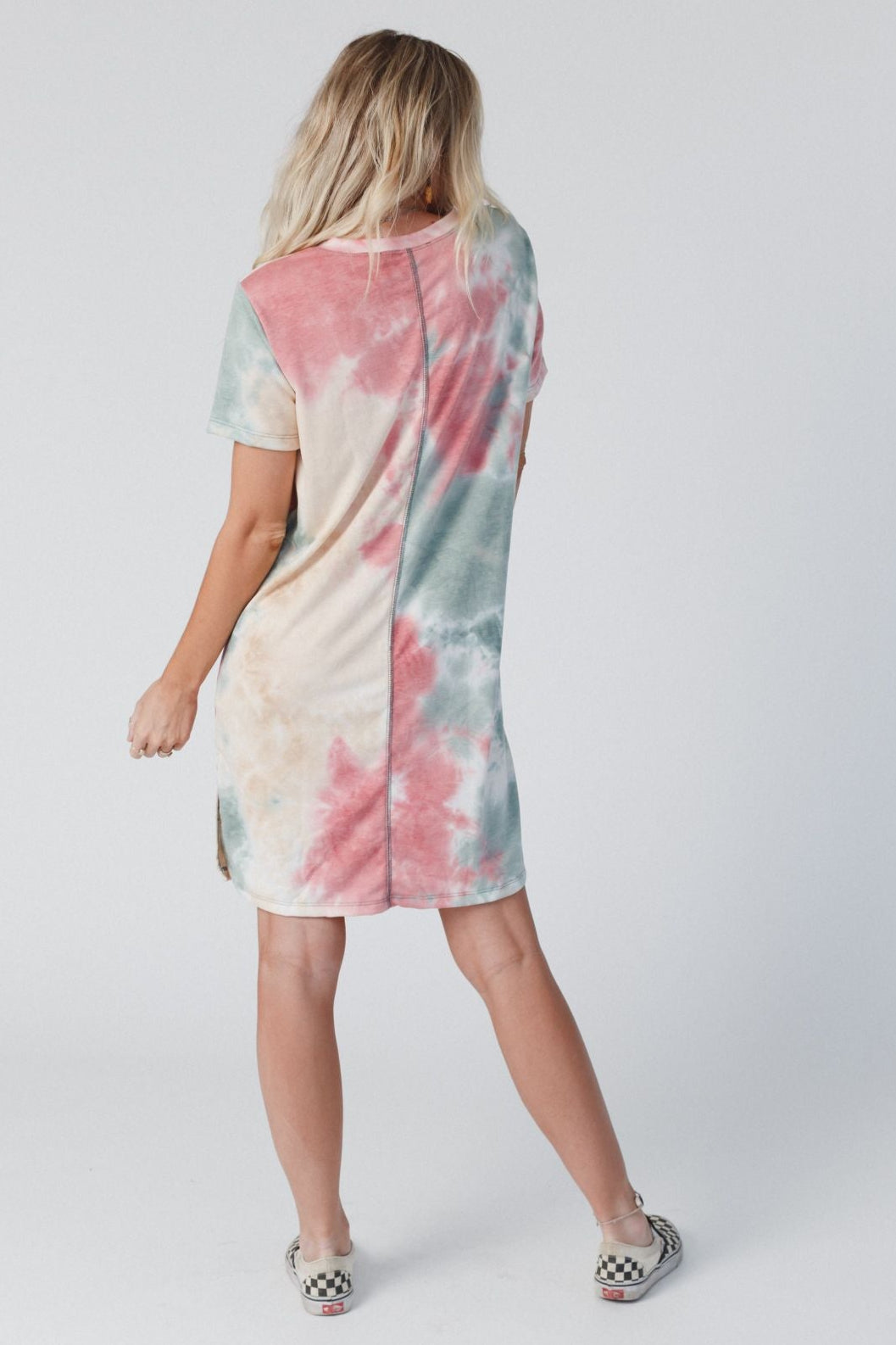 The Nest On The Daily Oversized Slit Tee Dress - Tie Dye