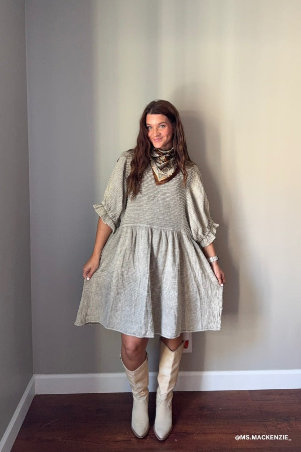Quinn Puff Sleeve Mini Dress - Natural