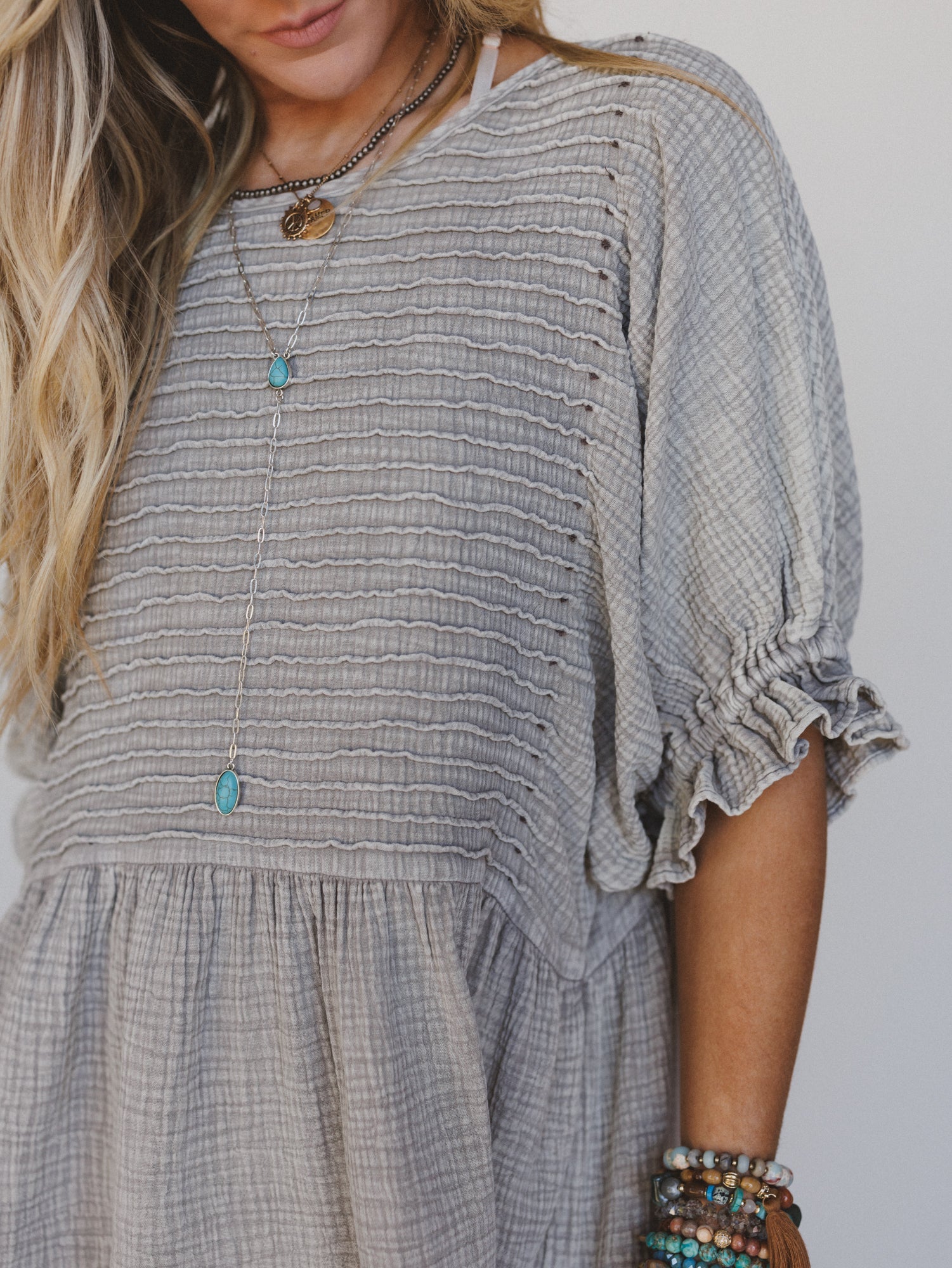 Quinn Puff Sleeve Mini Dress - Ash