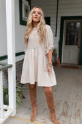 Quinn Puff Sleeve Mini Dress - Natural