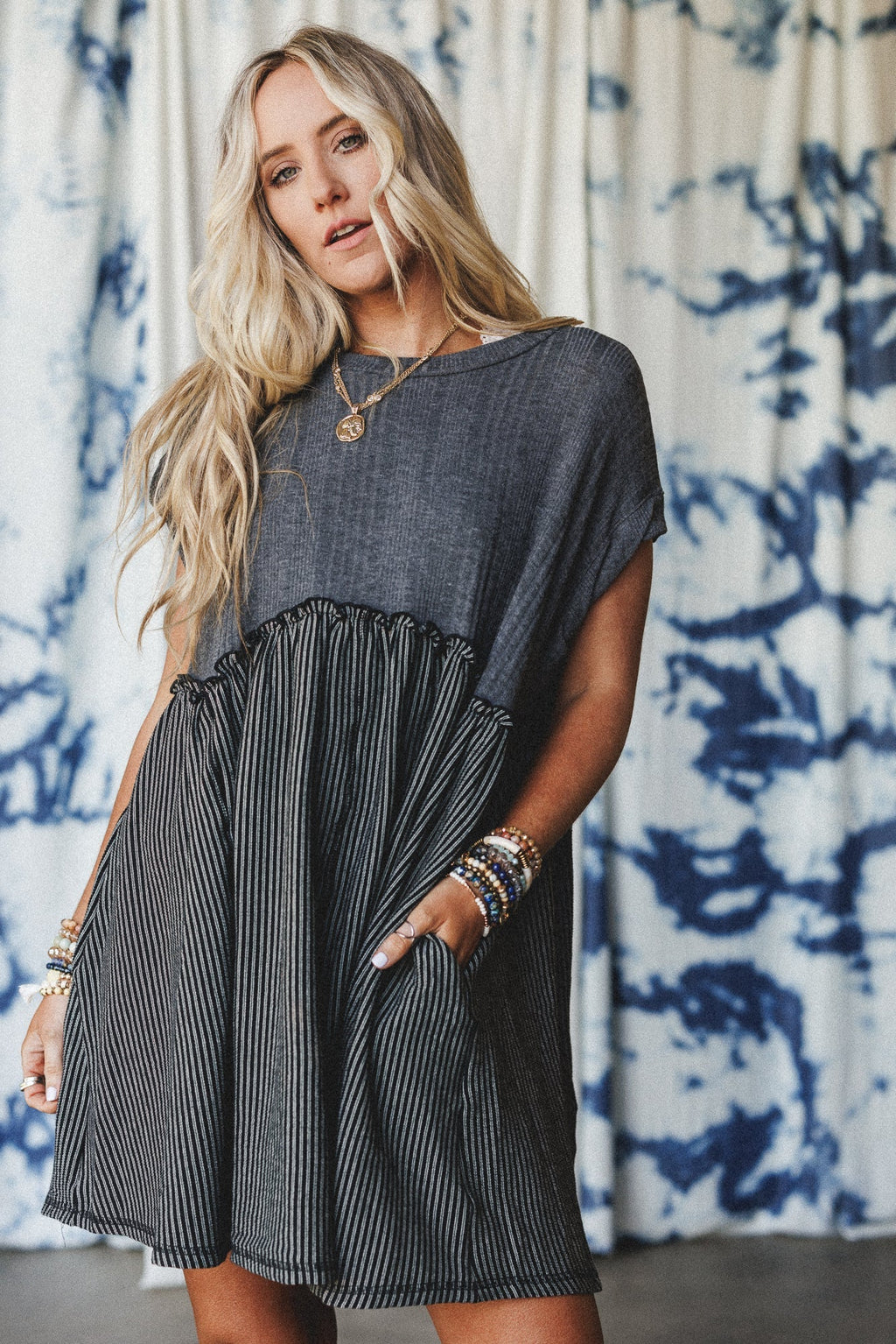 The Nest No Fuss Babydoll Dress - Charcoal Black