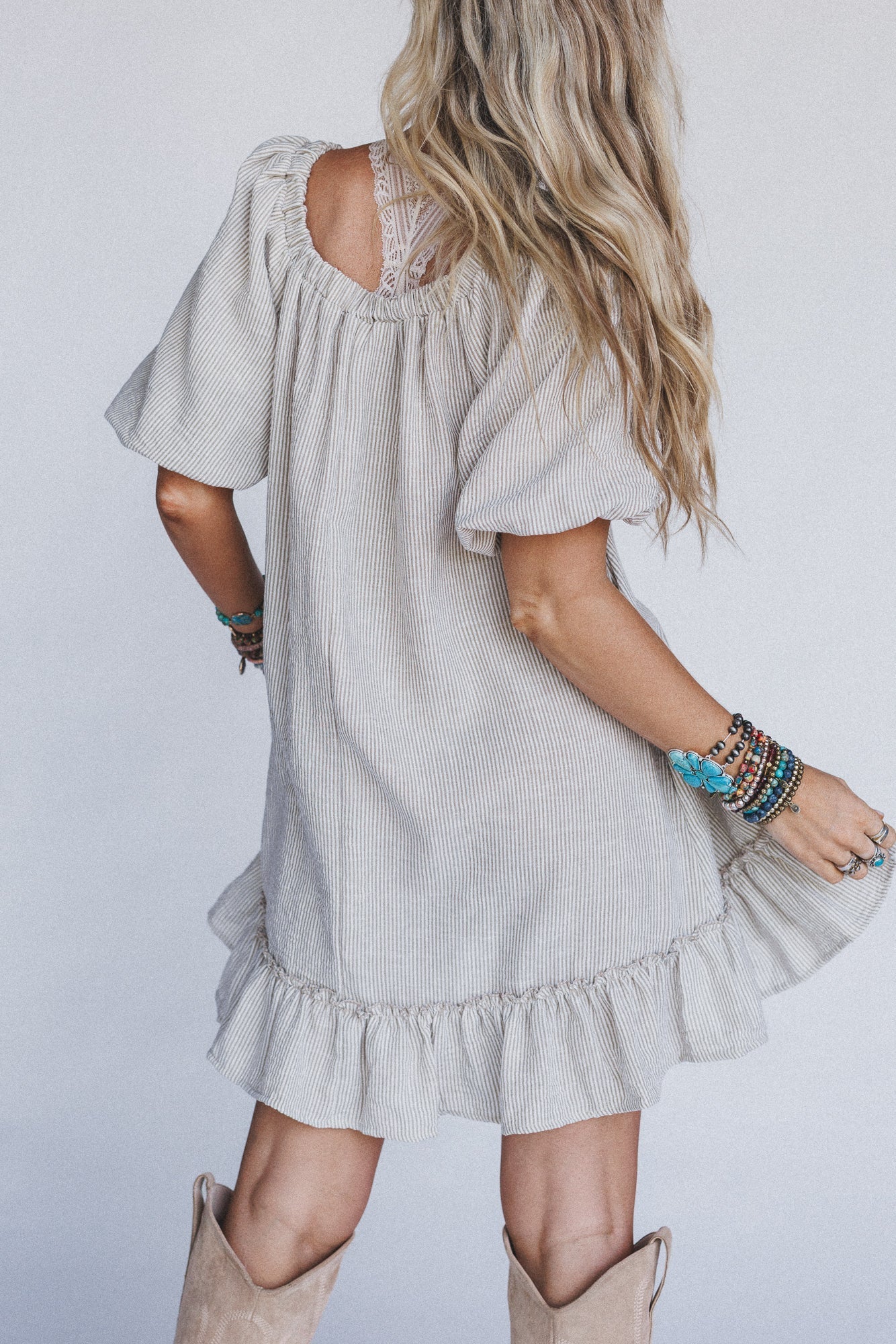 The Nest Solace Ruffled Hem Dress - Natural