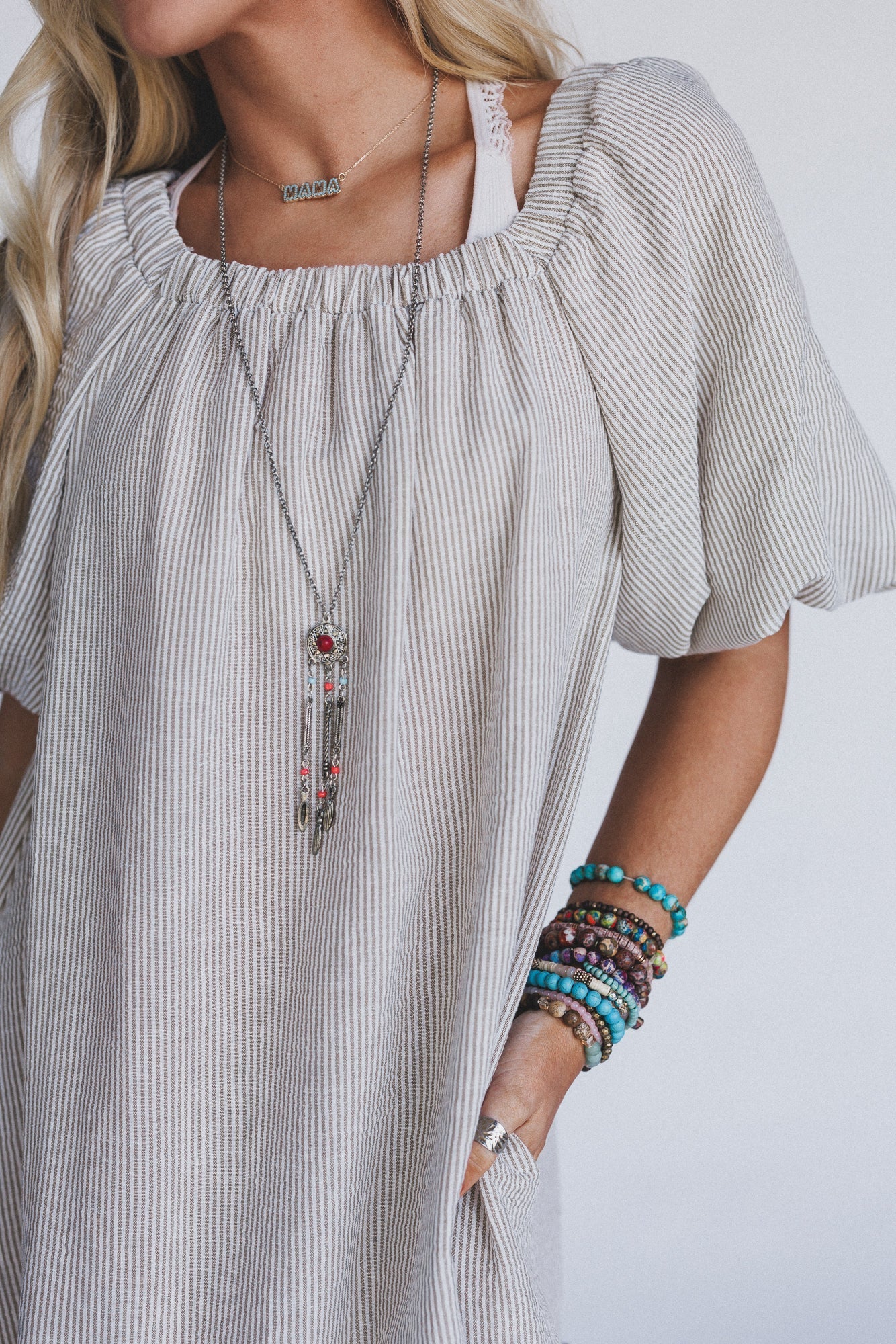 The Nest Solace Ruffled Hem Dress - Natural
