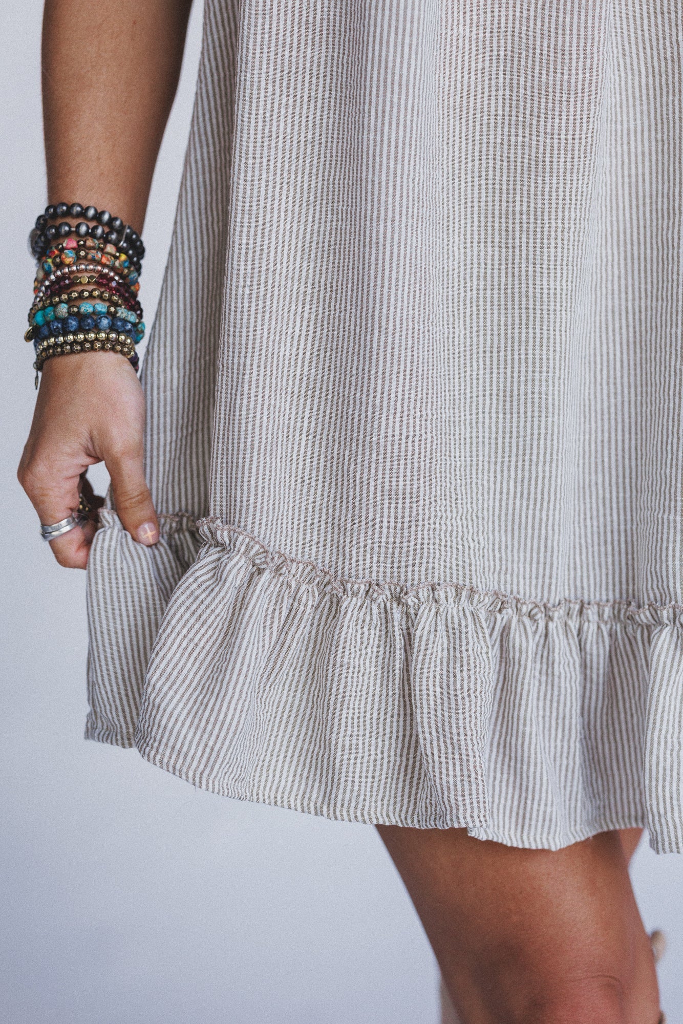 The Nest Solace Ruffled Hem Dress - Natural