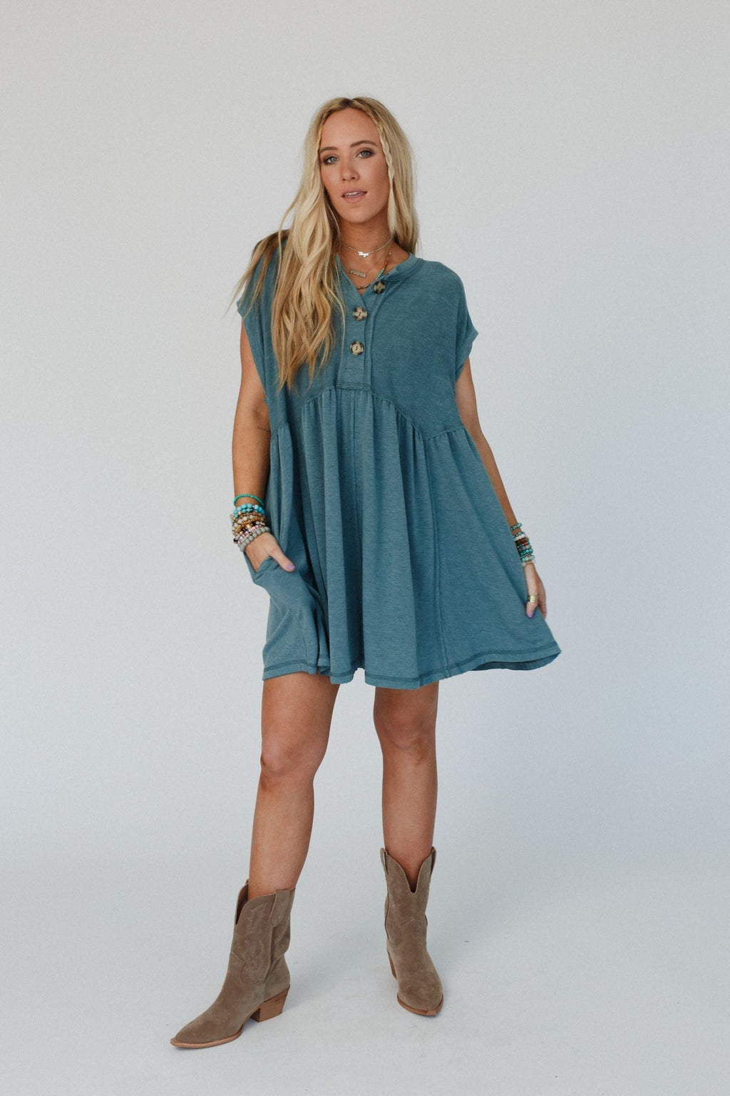 The Nest Sweet Nothings Baby Doll Dress - Teal