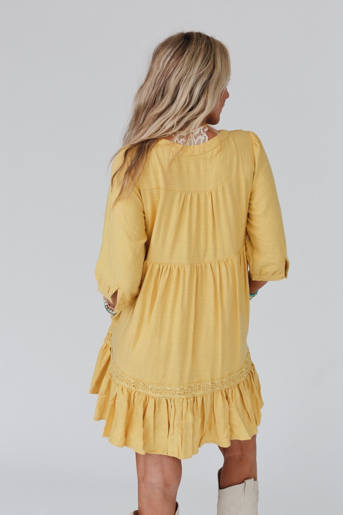 Tiny Dancer Ruffle Mini Dress - Mustard