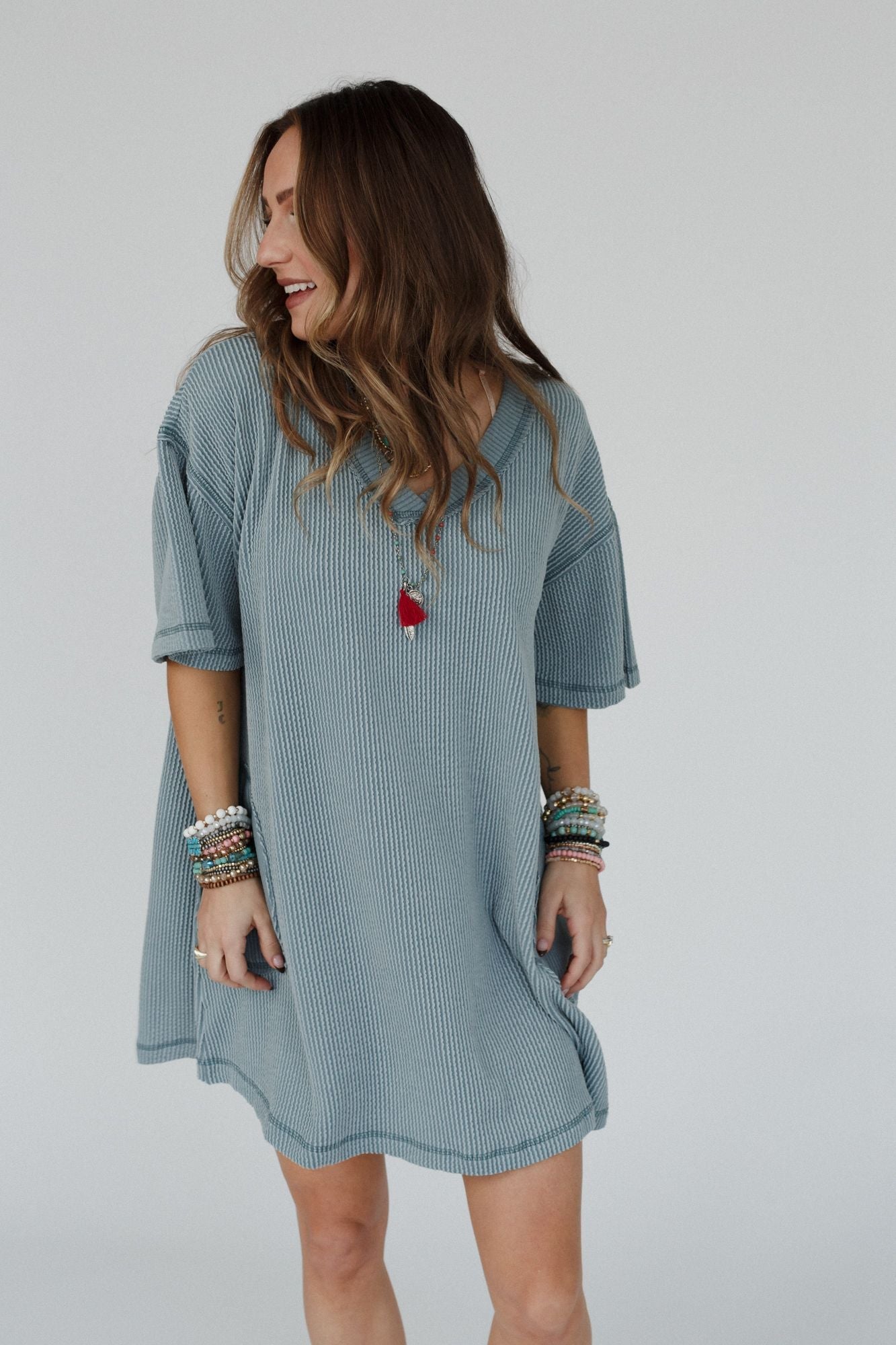 The Nest Soft Touch Tunic Dress - Seafoam