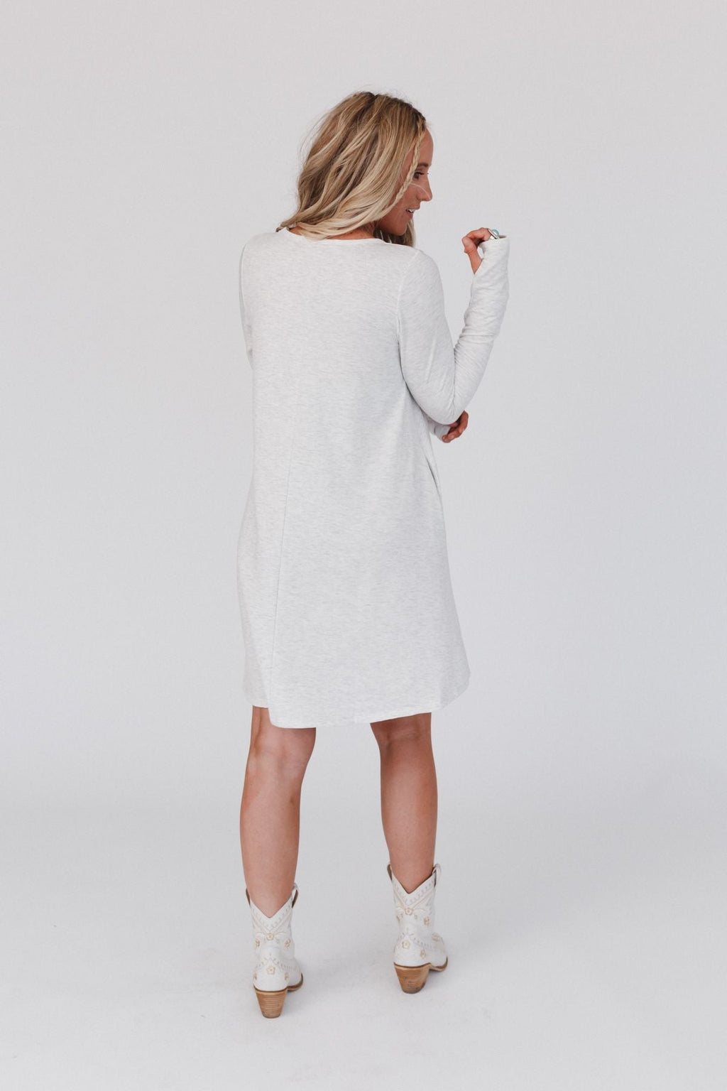 The Nest Jake Long Sleeve Crewneck Dress - Ash Gray