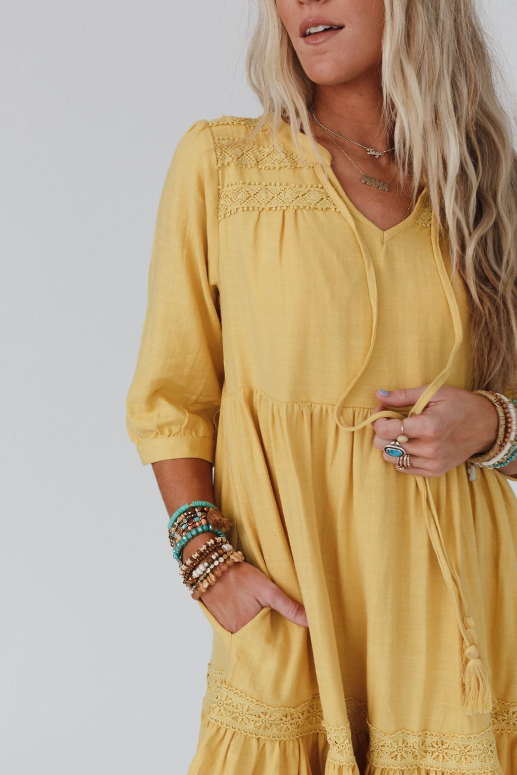 Tiny Dancer Ruffle Mini Dress - Mustard