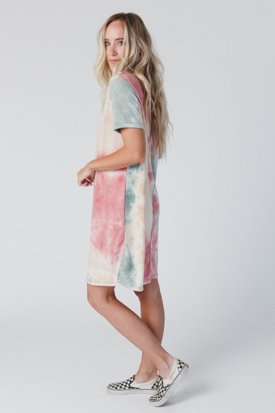The Nest On The Daily Oversized Slit Tee Dress - Tie Dye