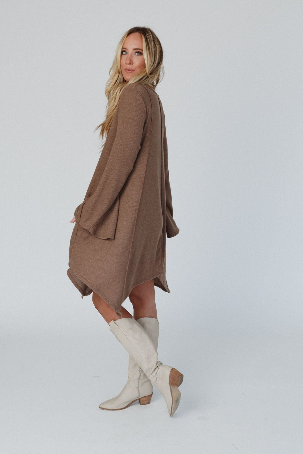 The Nest Golden Hour Long Bell Sleeve Tunic Dress - Mocha